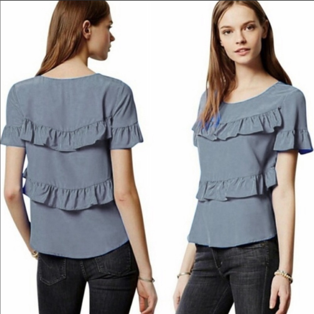 Anthropology HD In Paris Ruffle Silk Blouse